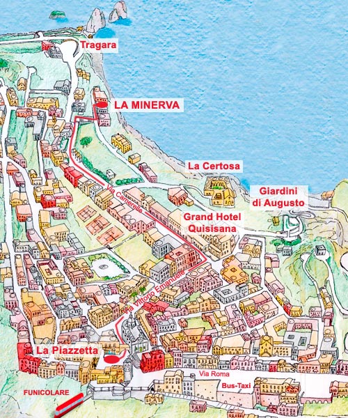 Map Of Capri Italy How To Reach Capri And Hotel La Minerva